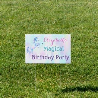 Unicorn Magical Rainbow Lavender Pink Turquoise Sign