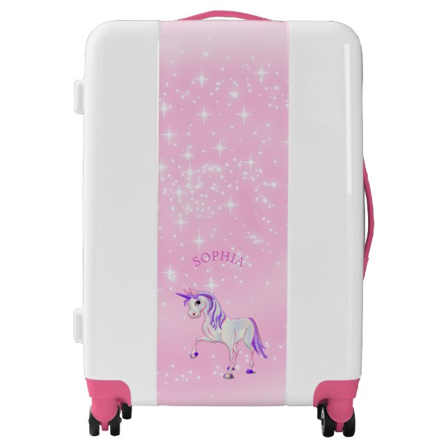Unicorn Magical Rainbow Pink Purple Personal Luggage (Front)