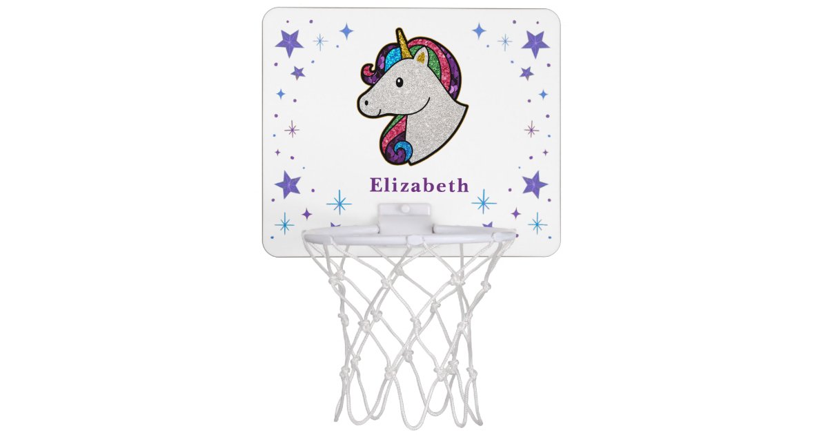 Pink Rose Gold Glitter & Sparkle Monogram Name Mini Basketball Hoop, Zazzle