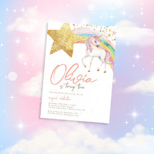 Unicorn Magical Rainbow Watercolor Birthday Invitation