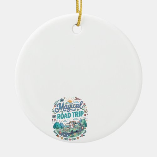 Unicorn Magical Road Trip Print Ready POD Artwork_ Ceramic Ornament