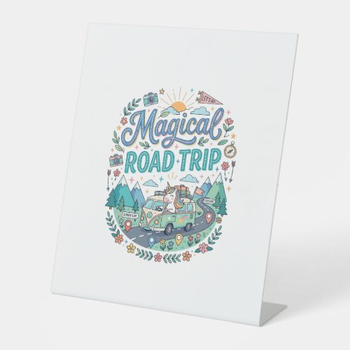Unicorn Magical Road Trip Print Ready POD Artwork_ Pedestal Sign