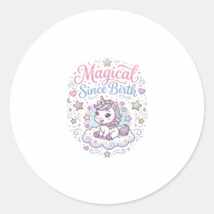 Unicorn Magical Since Birth Print Ready POD Artwor Classic Round Sticker