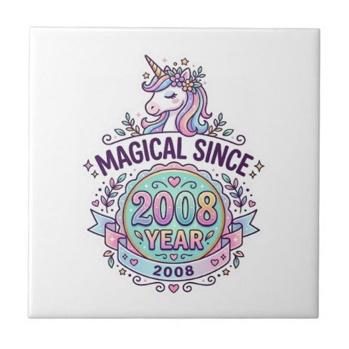 Unicorn Magical Since Year Graphic Design Zazzle D Ceramic Tile