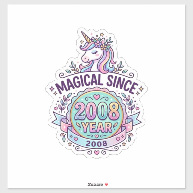 Unicorn Magical Since Year Graphic Design Zazzle D Sticker (Sheet)