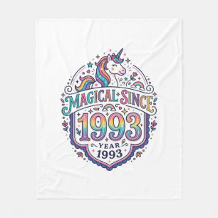 Unicorn Magical Since Year Trendy Print on Demand Fleece Blanket