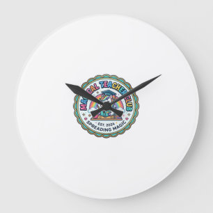 Unicorn Magical Teacher Club Funny Cute Gift Desig Large Clock