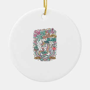 Unicorn Magical Teacher Club Kawaii Marketplace Ar Ceramic Ornament