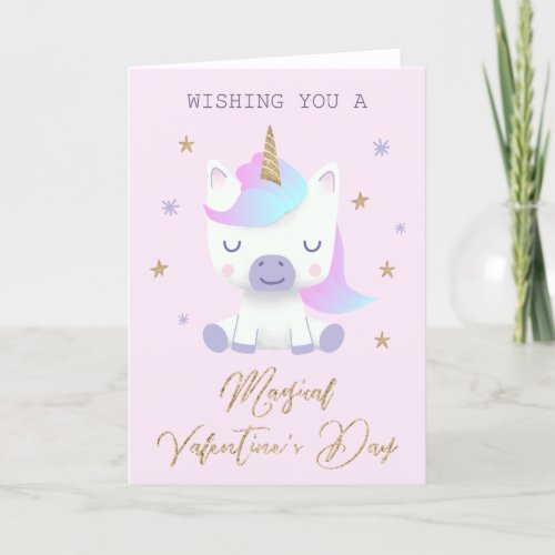 Unicorn Magical Valentines Day Holiday Card