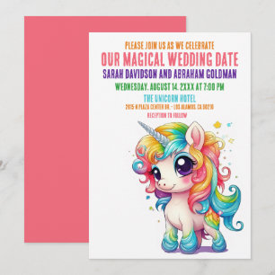 Unicorn Magical Whimsical Girly Wedding Invitation