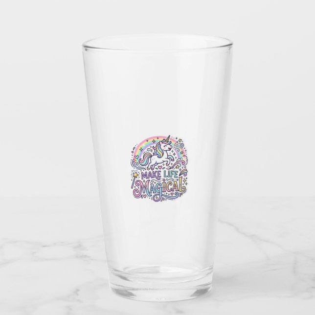 Unicorn Make Life Magical Premium Vector Typograph Glass (Front)
