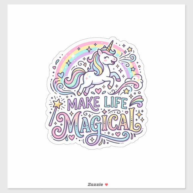 Unicorn Make Life Magical Premium Vector Typograph Sticker (Sheet)