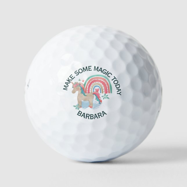 Unicorn Make Magic Personalize Name Golf Balls (Front)
