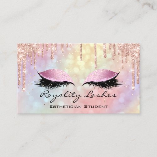 Unicorn Makeup Artist Lashes Confetti Drips Pink Business Card