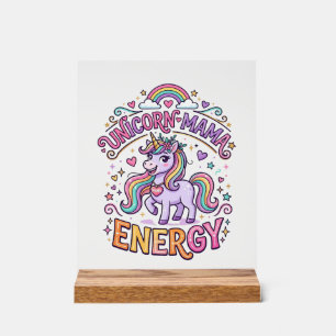 Unicorn Mama Energy Colorful Zazzle Design_1 Acrylic Sign