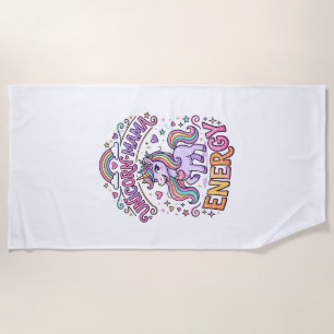 Unicorn Mama Energy Colorful Zazzle Design_1 Beach Towel