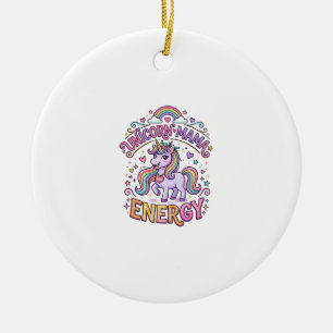 Unicorn Mama Energy Colorful Zazzle Design_1 Ceramic Ornament