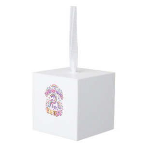 Unicorn Mama Energy Colorful Zazzle Design_1 Cube Ornament