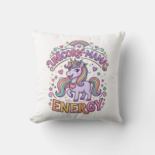 Unicorn Mama Energy Colorful Zazzle Design_1 Throw Pillow