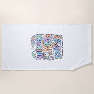 Unicorn Mama Energy Kawaii Vector Design_1 Beach Towel