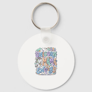 Unicorn Mama Energy Kawaii Vector Design_1 Keychain