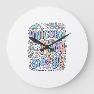 Unicorn Mama Energy Kawaii Vector Design_1 Large Clock