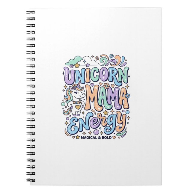 Unicorn Mama Energy Kawaii Vector Design_1 Notebook (Front)