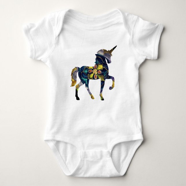 Unicorn  Mandala Art Baby Bodysuit (Front)
