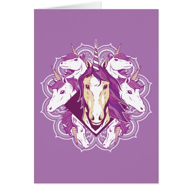 Unicorn Mandala, Birthday Cards (Front)