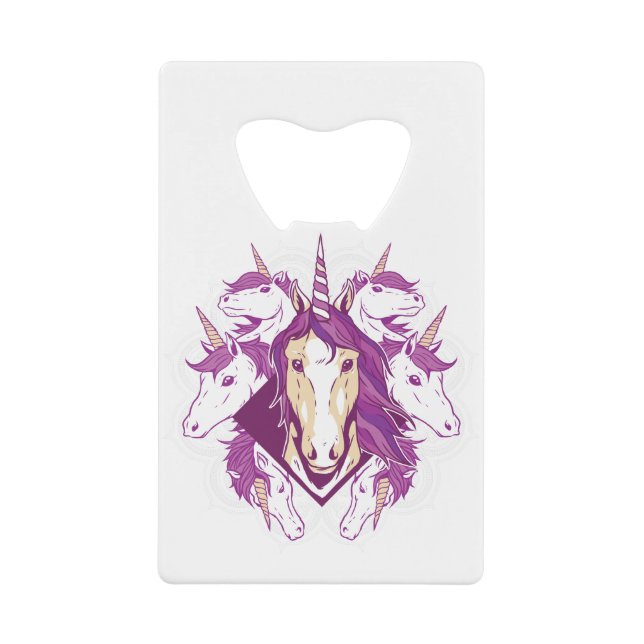Unicorn mandala credit card bottle opener (Front)