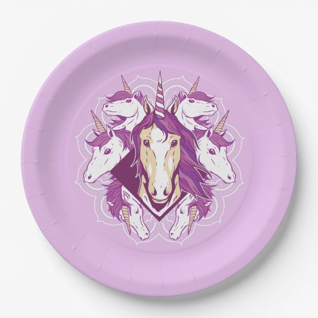 Unicorn Mandala Paper Plates (Front)