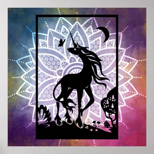 Unicorn Mandala Poster