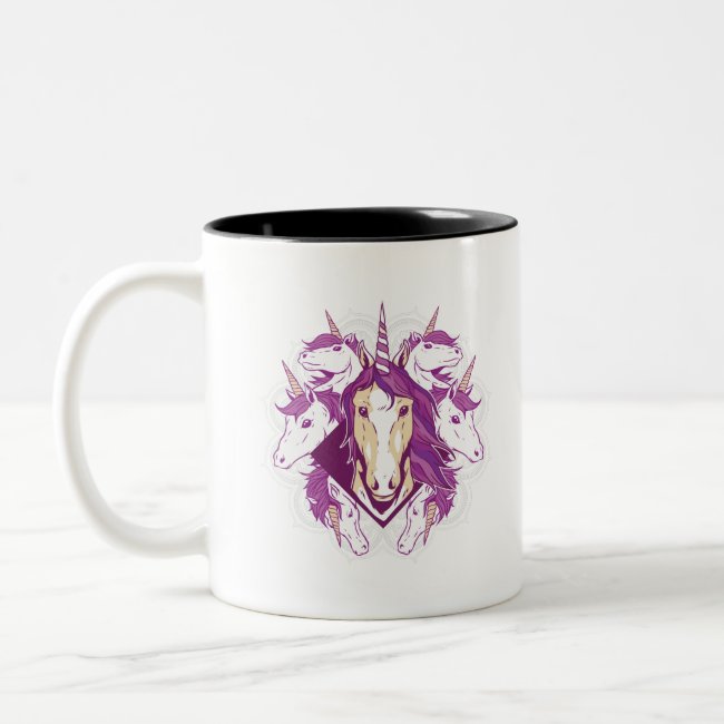 Unicorn mandala Two-Tone coffee mug