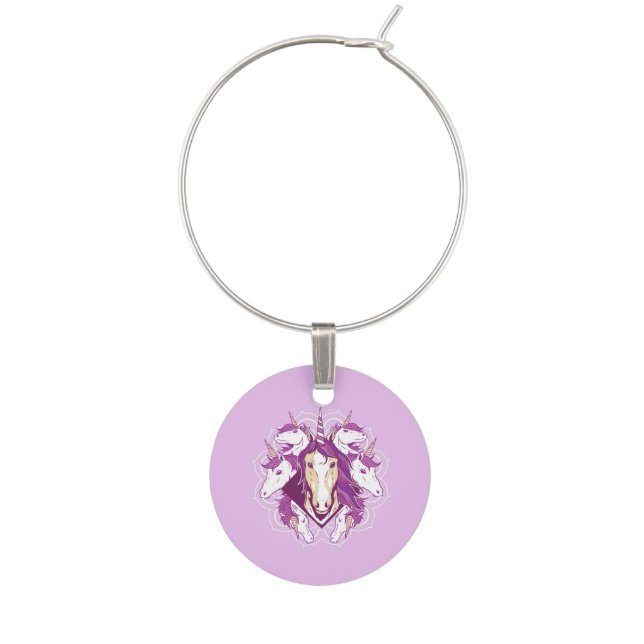 Unicorn Mandala Wine Charm (Front)