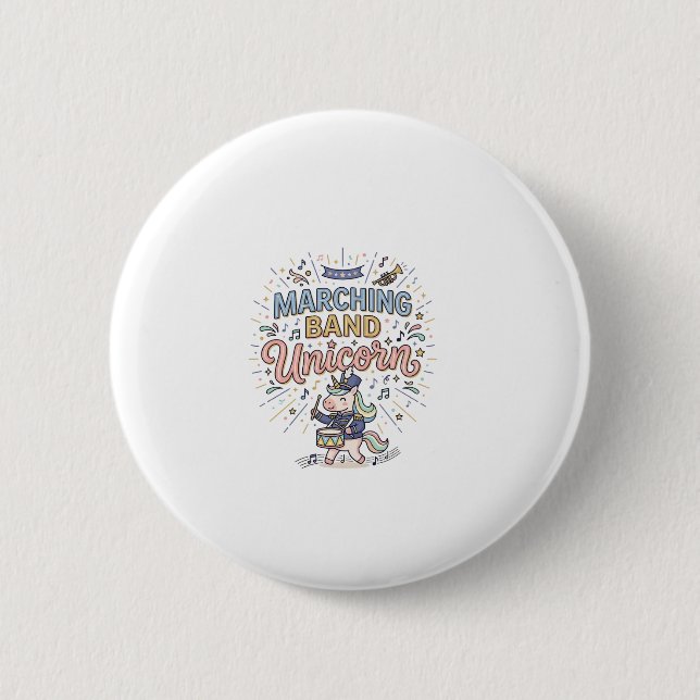 Unicorn Marching Band Unicorn Print Ready Marketpl Button (Front)