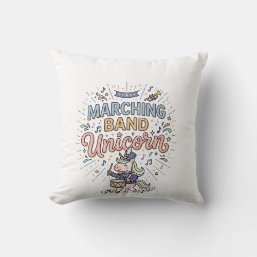 Unicorn Marching Band Unicorn Print Ready Marketpl Throw Pillow