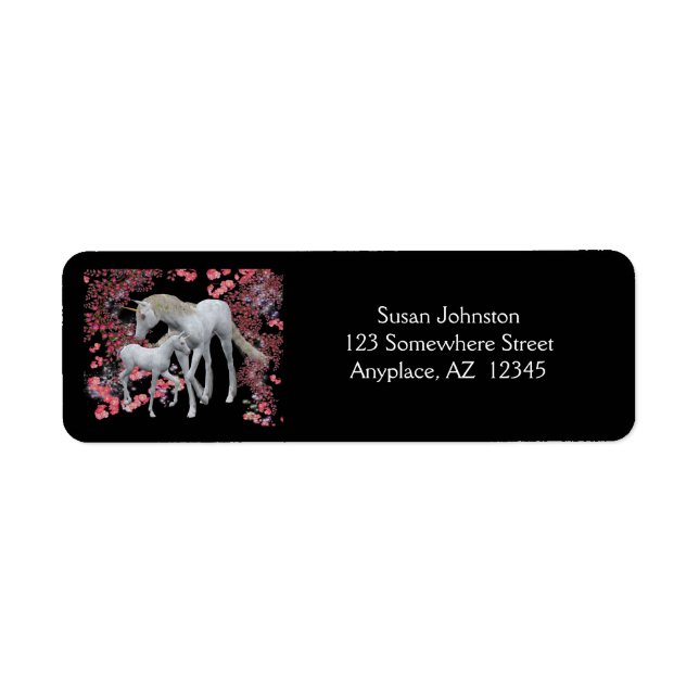Unicorn Mare And Foal Fantasy Address Label (Front)