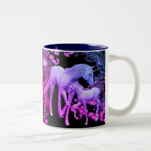 Unicorn Mare And Foal Fantasy Color Personalized   Two-Tone Coffee Mug