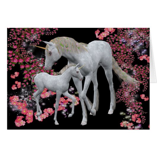 Unicorn Mare Baby Fantasy Horse Photo Card (Front Horizontal)