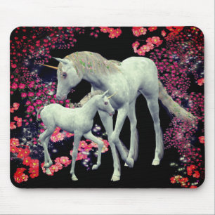 Unicorn Mare Foal Fantasy Art Mouse Pad