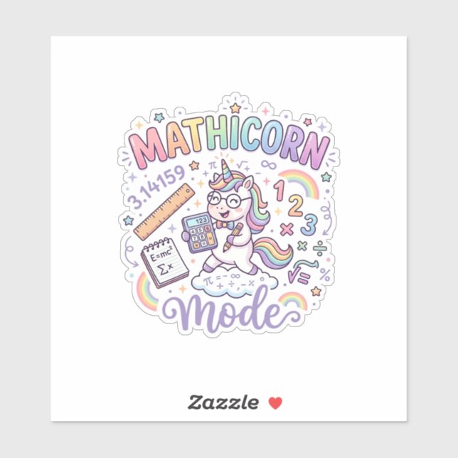 Unicorn Mathicorn Mode Adorable Typography Design_ Sticker (Sheet)