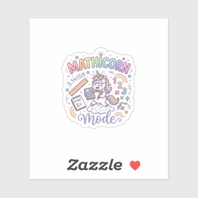 Unicorn Mathicorn Mode Adorable Typography Design_ Sticker (Sheet)