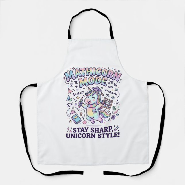 Unicorn Mathicorn Mode Charming White Background D Apron (Front)