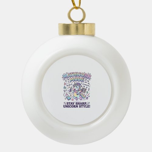 Unicorn Mathicorn Mode Charming White Background D Ceramic Ball Christmas Ornament