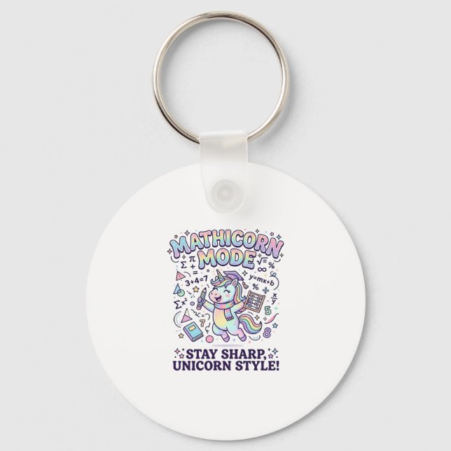 Unicorn Mathicorn Mode Charming White Background D Keychain (Front)
