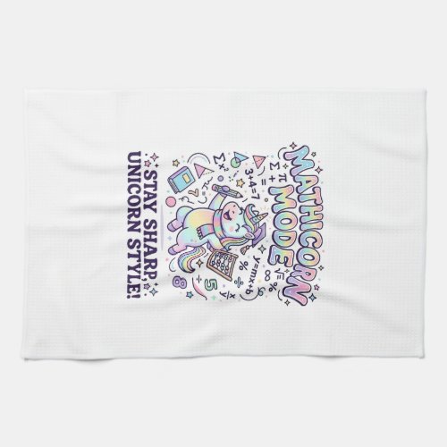 Unicorn Mathicorn Mode Charming White Background D Kitchen Towel