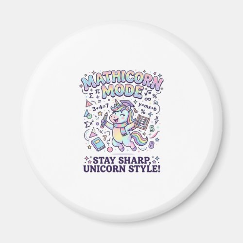 Unicorn Mathicorn Mode Charming White Background D Magnet