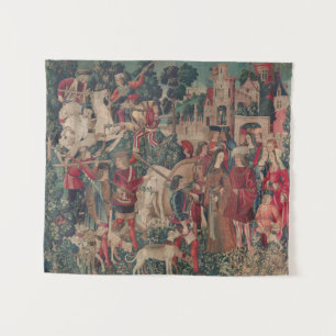 Unicorn Medieval Art - Hunters Return to Castle Tapestry