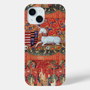 UNICORN ,MEDIEVAL FANTASY FLOWERS,FLORAL iPhone 15 CASE