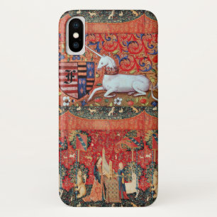 UNICORN ,MEDIEVAL FANTASY FLOWERS,FLORAL MONOGRAM iPhone X CASE